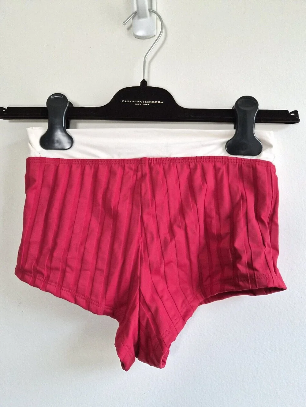 New KYA Kati Wide Rib Rouge/Creme Swim Bikini Bottoms X-Small NWOT